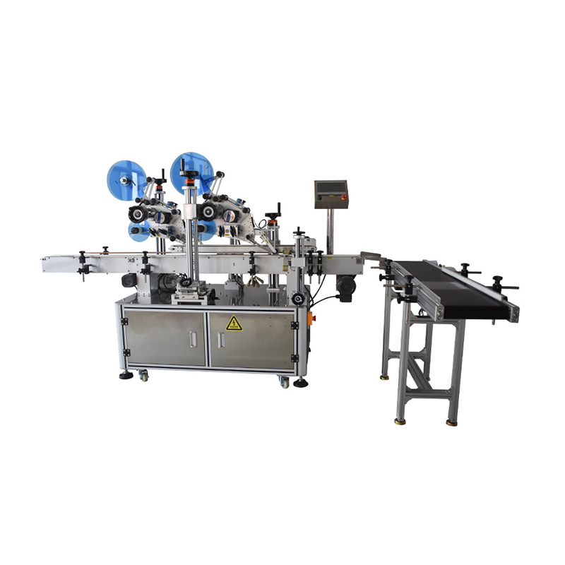 Fully automatic double head corner labeling machine customized by Indian pharmaceutical factory